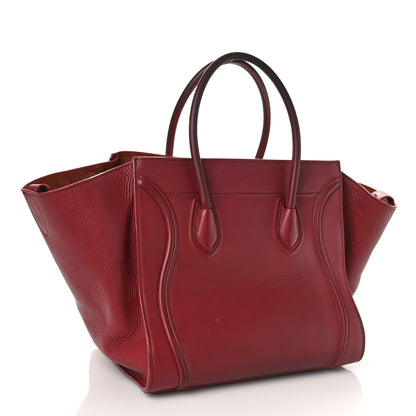 Celine Drummed Calfskin Medium Phantom Luggage Burgundy 3 of 11