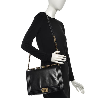 Chanel Glazed Calfskin Large Boy Flap Black 2 of 10