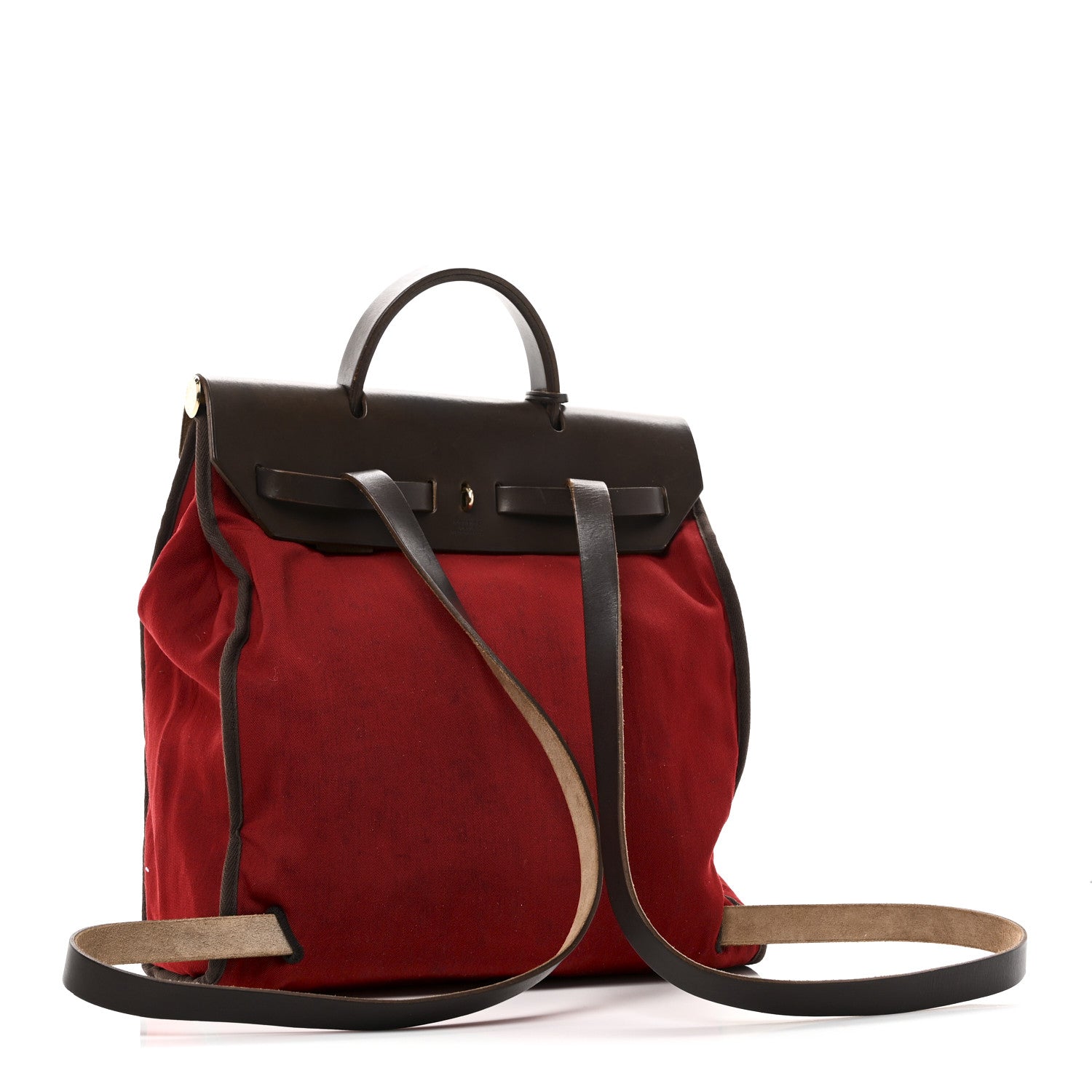 Hermes Toile Vache Calfskin Herbag 30 PM Backpack Orange Red 3 of 10
