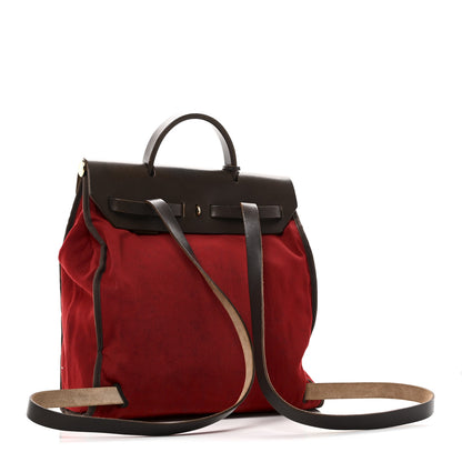 Hermes Toile Vache Calfskin Herbag 30 PM Backpack Orange Red 3 of 10