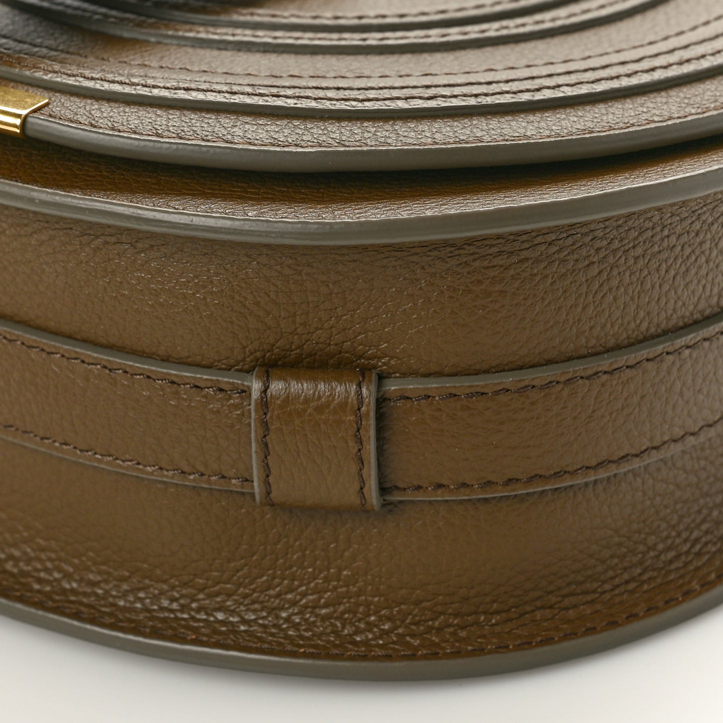 Grained Calfskin Small Marcie Saddle Bag Dark Khaki