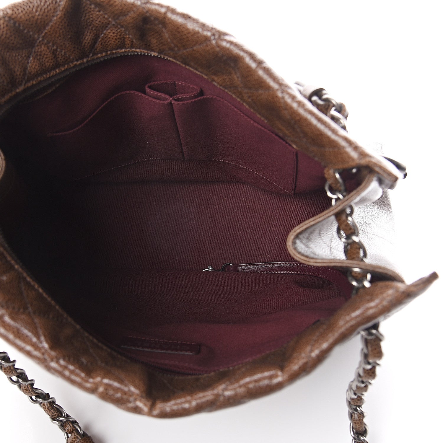 Chanel Glazed Caviar Quilted Tote Brown 4 of 9