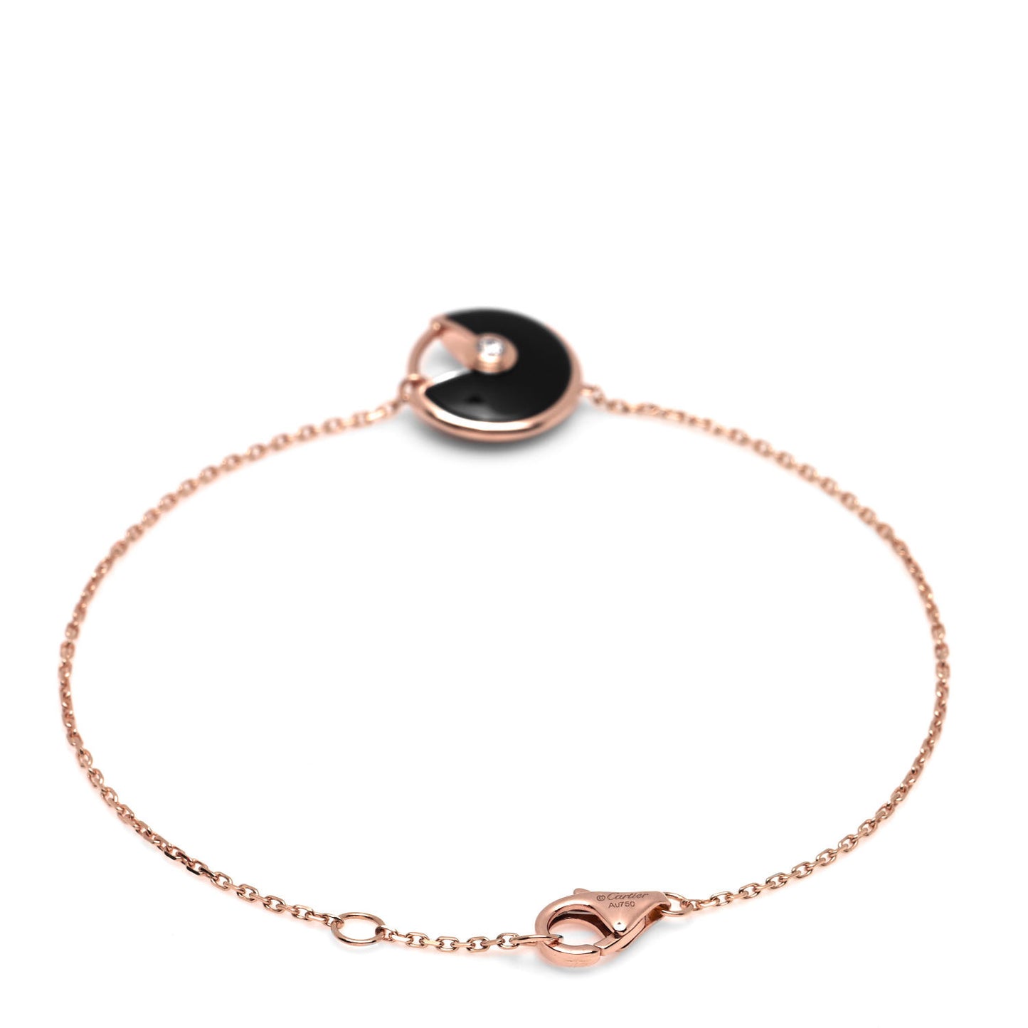 18K Pink Gold Diamond Black Onyx Amulette de Cartier Bracelet