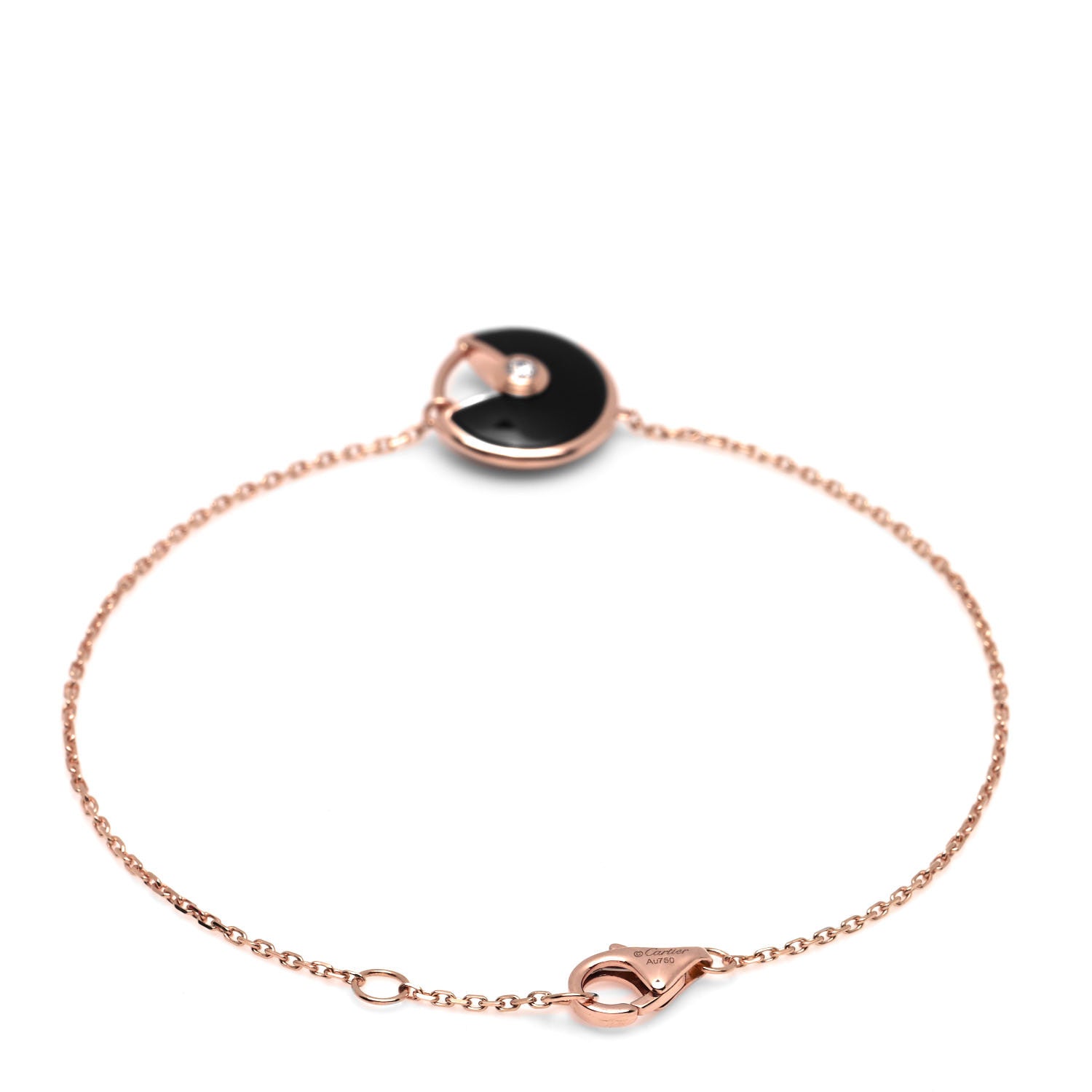 Cartier 18K Pink Gold Diamond Black Onyx Amulette de Cartier Bracelet 2 of 3