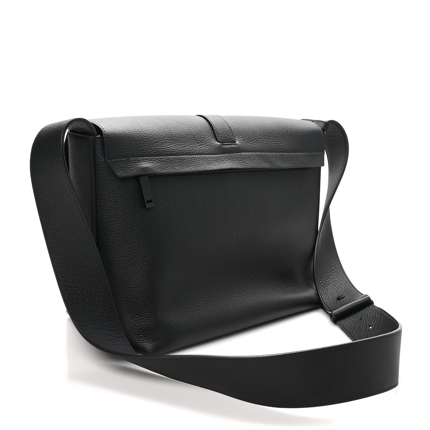 Calfskin Gancini Twins 24 Messenger Bag Black