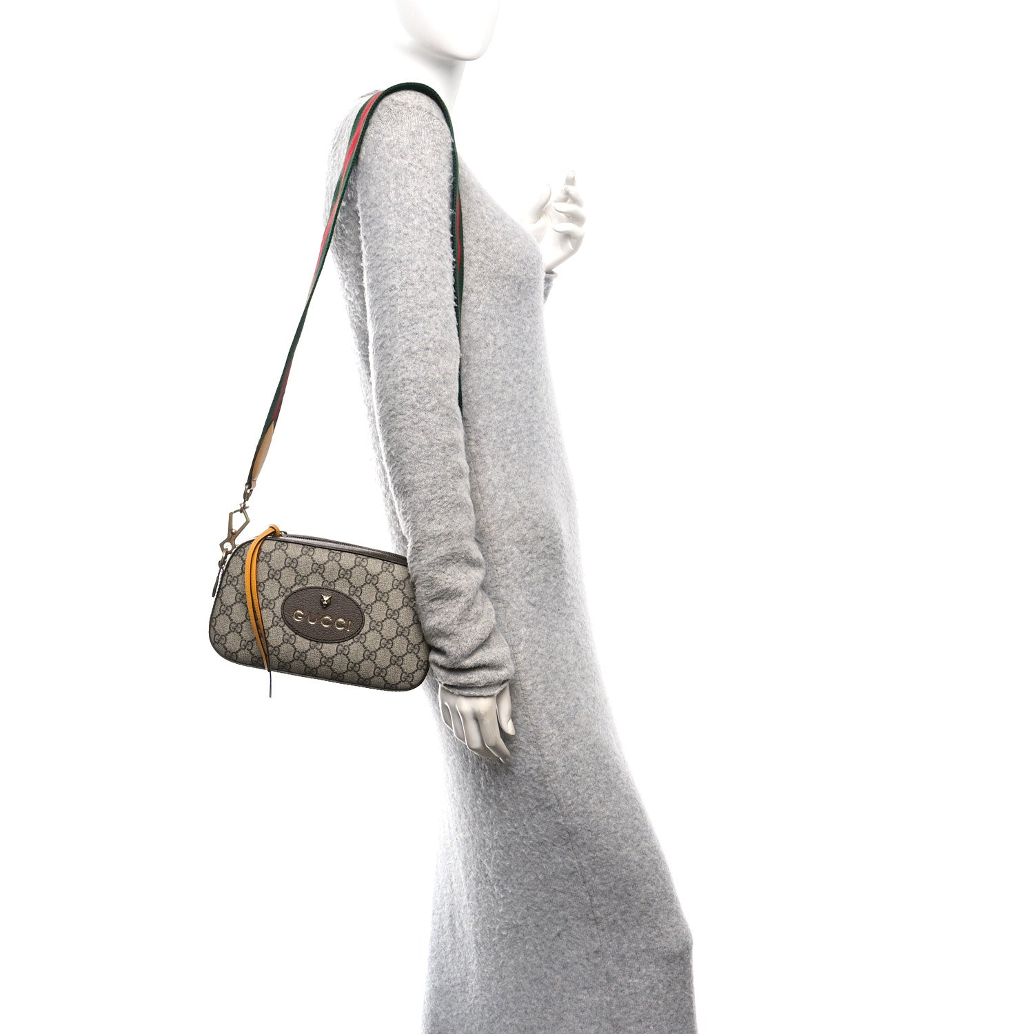 Gucci GG Supreme Monogram Web Neo Vintage Shoulder Bag Beige New Acero Crop 2 of 10