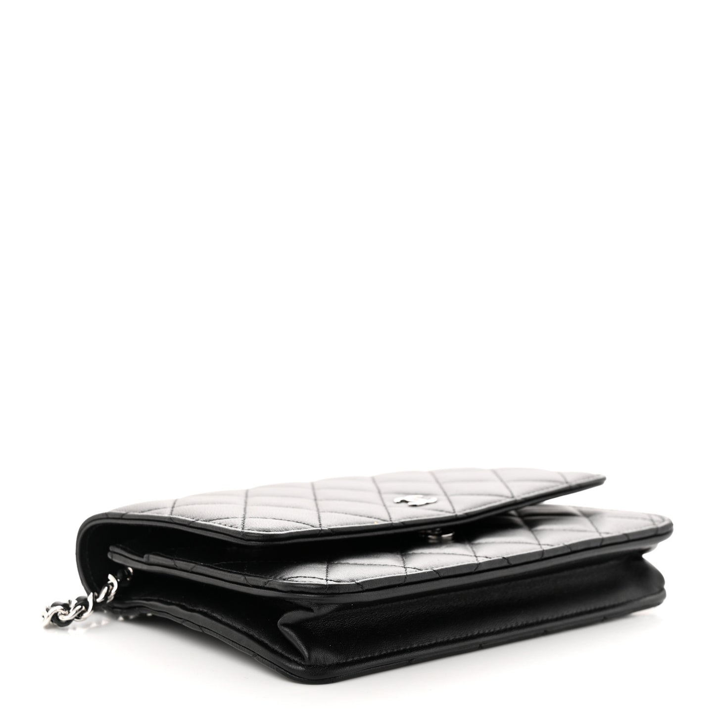 Lambskin Quilted Wallet On Chain WOC Black