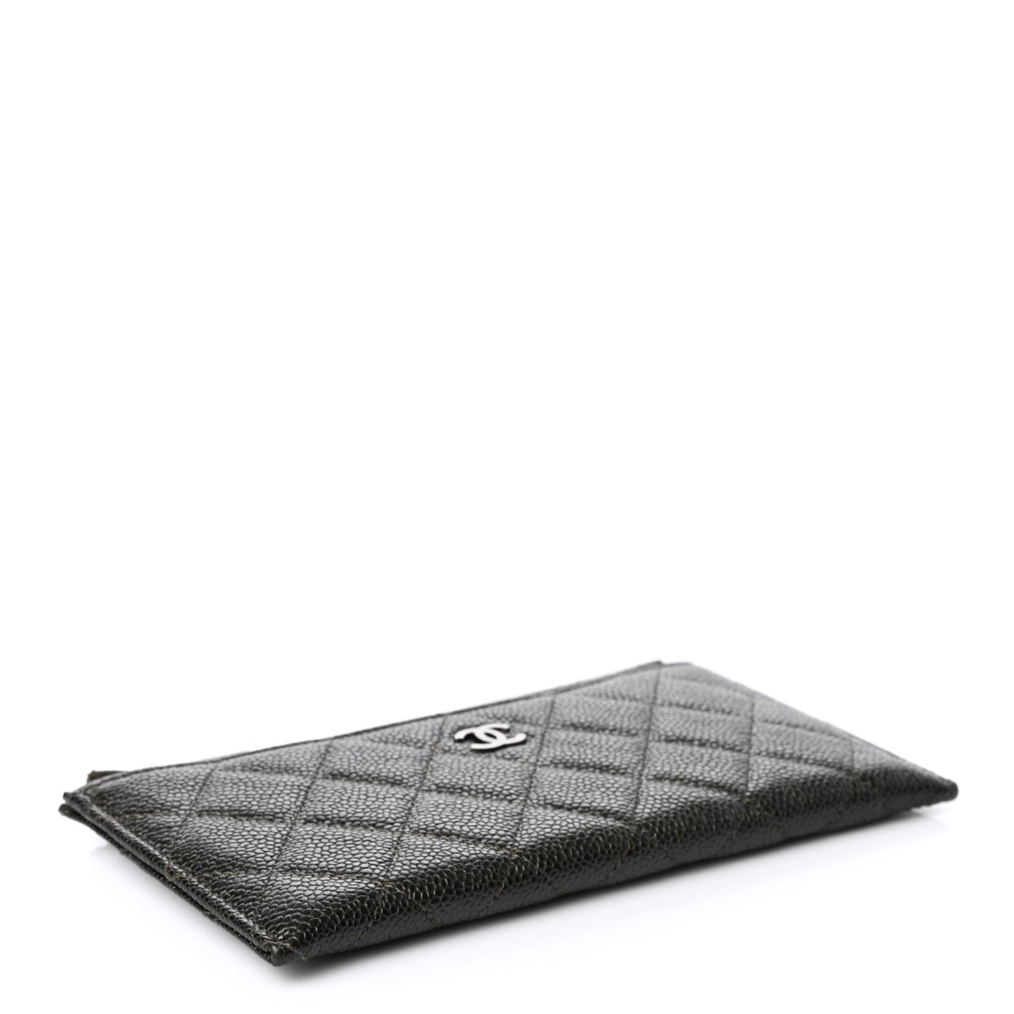 Caviar Quilted Classic Zip Pouch Dark Green