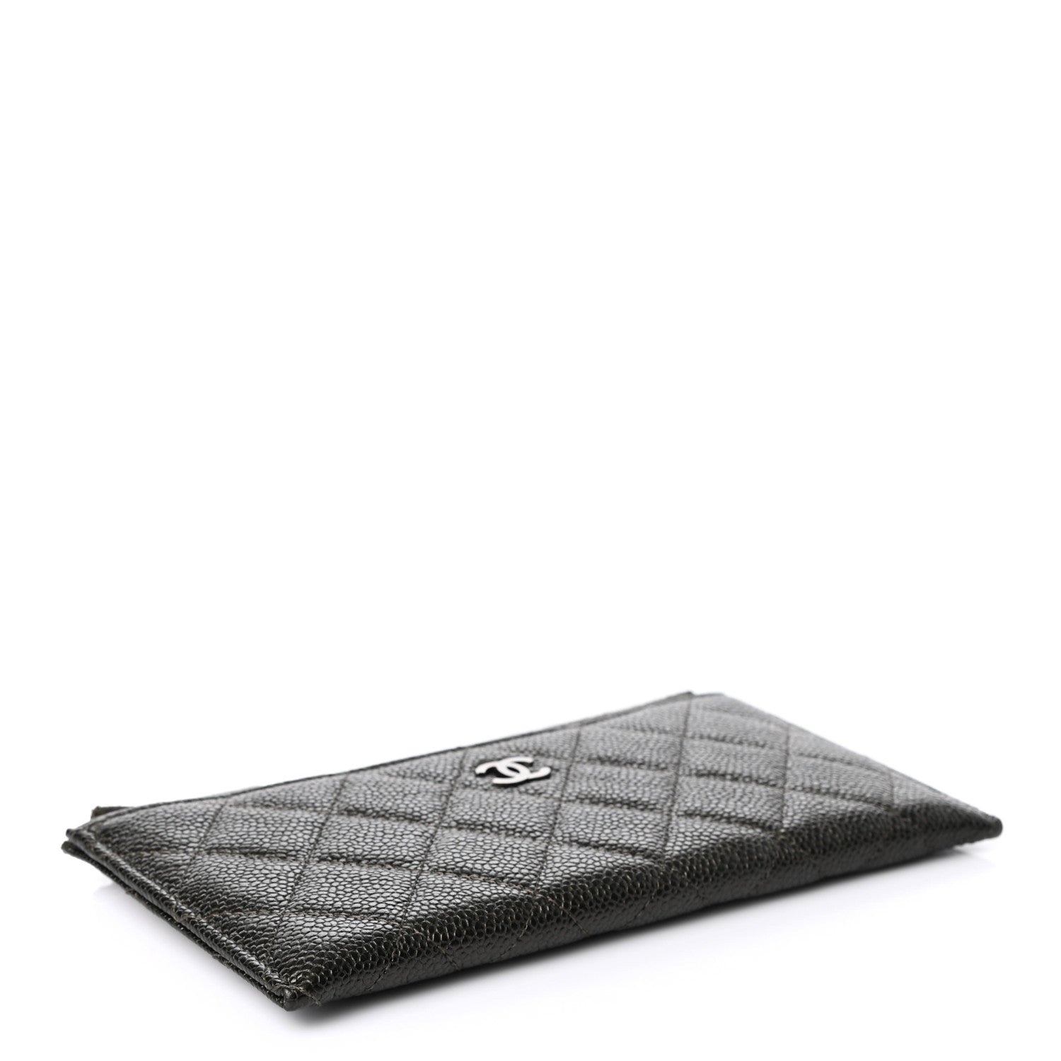 Chanel Caviar Quilted Classic Zip Pouch Dark Green 4 of 7