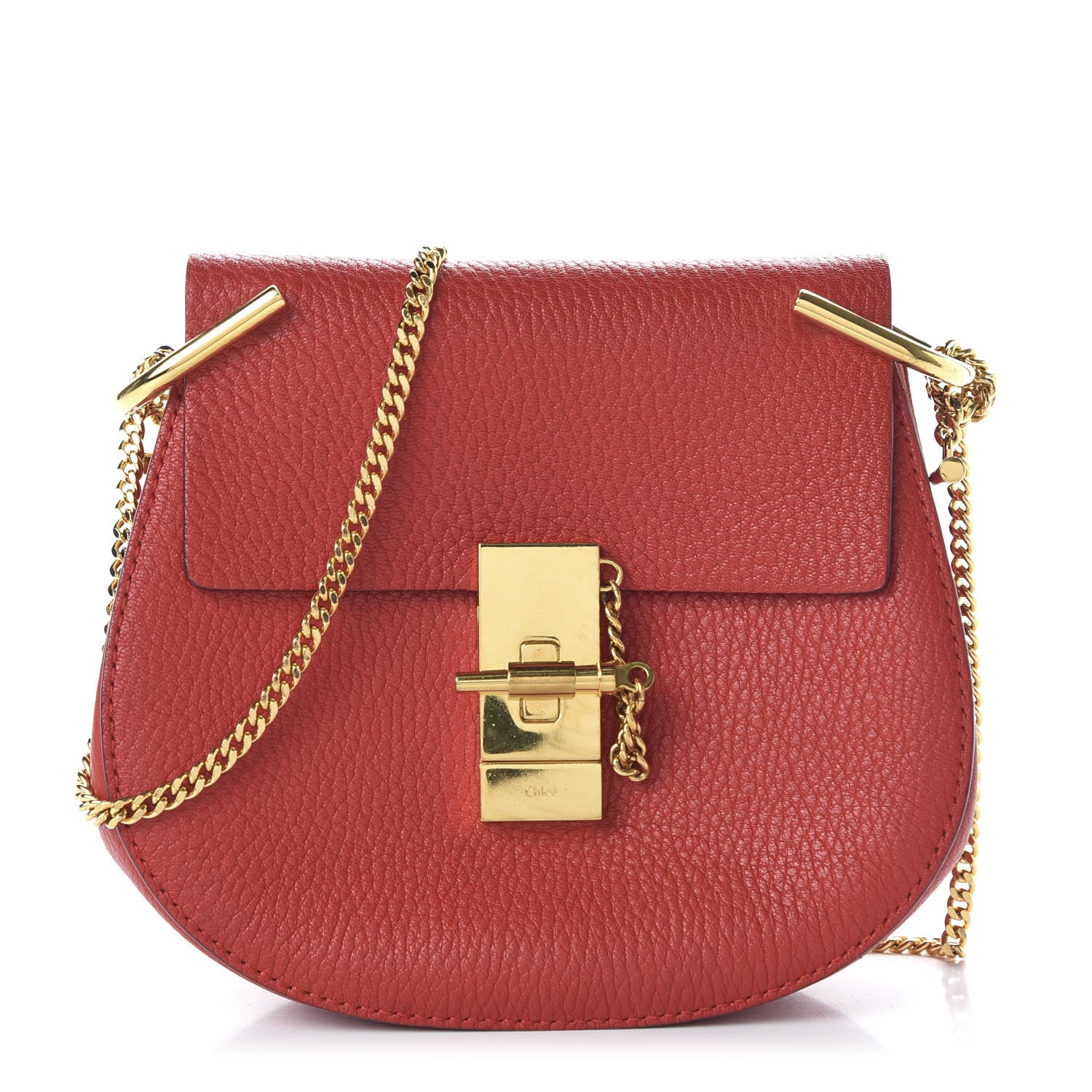 Chloe Grained Lambskin Mini Drew Shoulder Bag Plaid Red 1 of 9