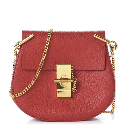 Chloe Grained Lambskin Mini Drew Shoulder Bag Plaid Red 1 of 9