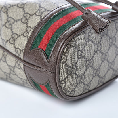 Gucci GG Supreme Monogram Web Mini Ophidia Bucket Bag Brown 8 of 9