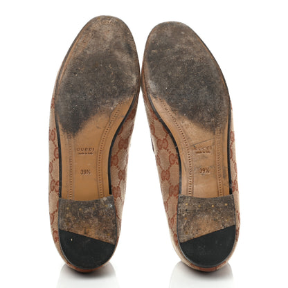 Gucci Canvas GG Monogram Horsebit Womens Jordaan Loafers 39.5 Beige Ruggine Rust 5 of 8