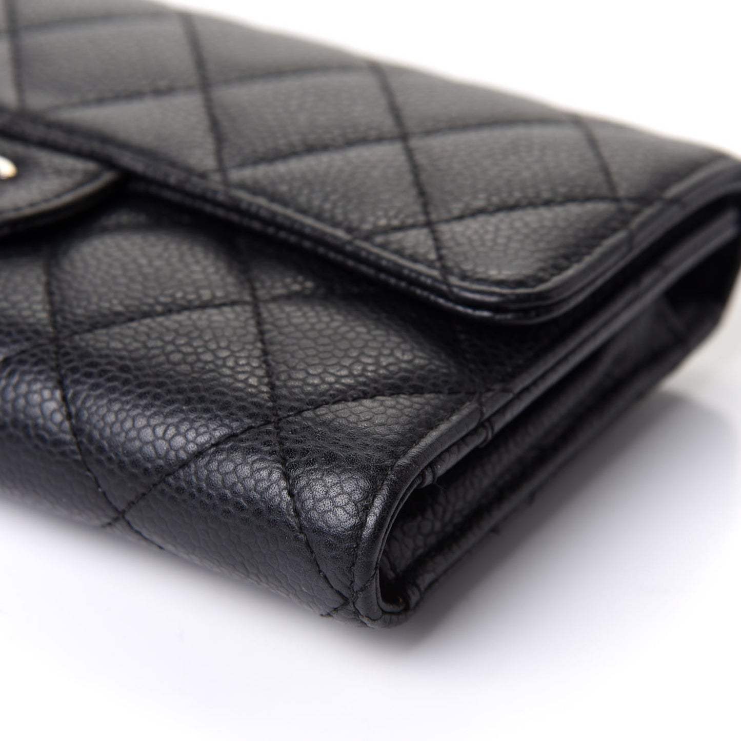 Caviar Quilted Large Flap Wallet Black