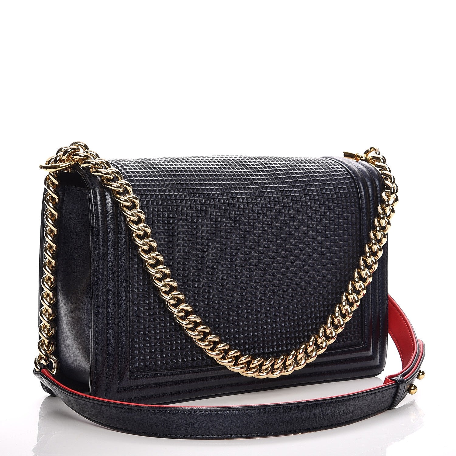 Chanel Lambskin Embossed New Medium Boy Cube Flap Navy 2 of 10
