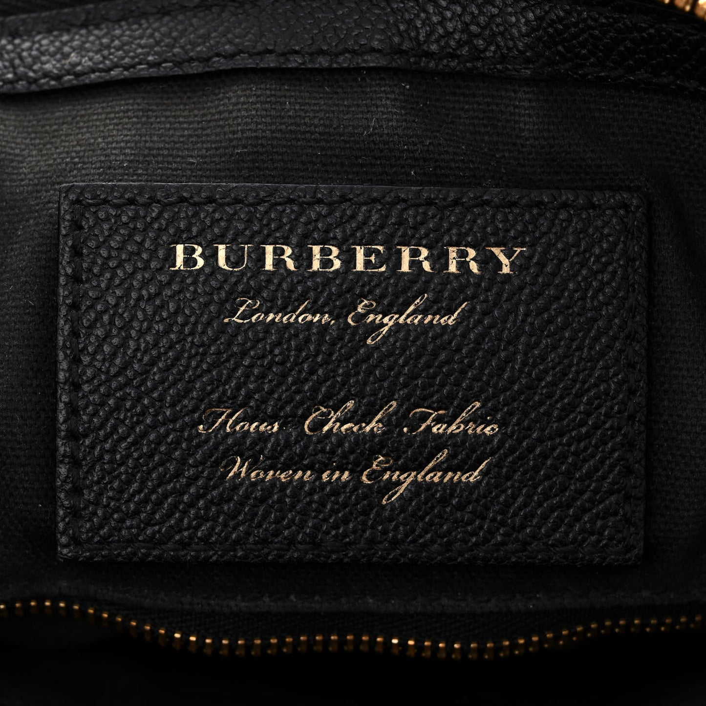 Soft Grain Calfskin House Check Small Helmsley Crossbody Black