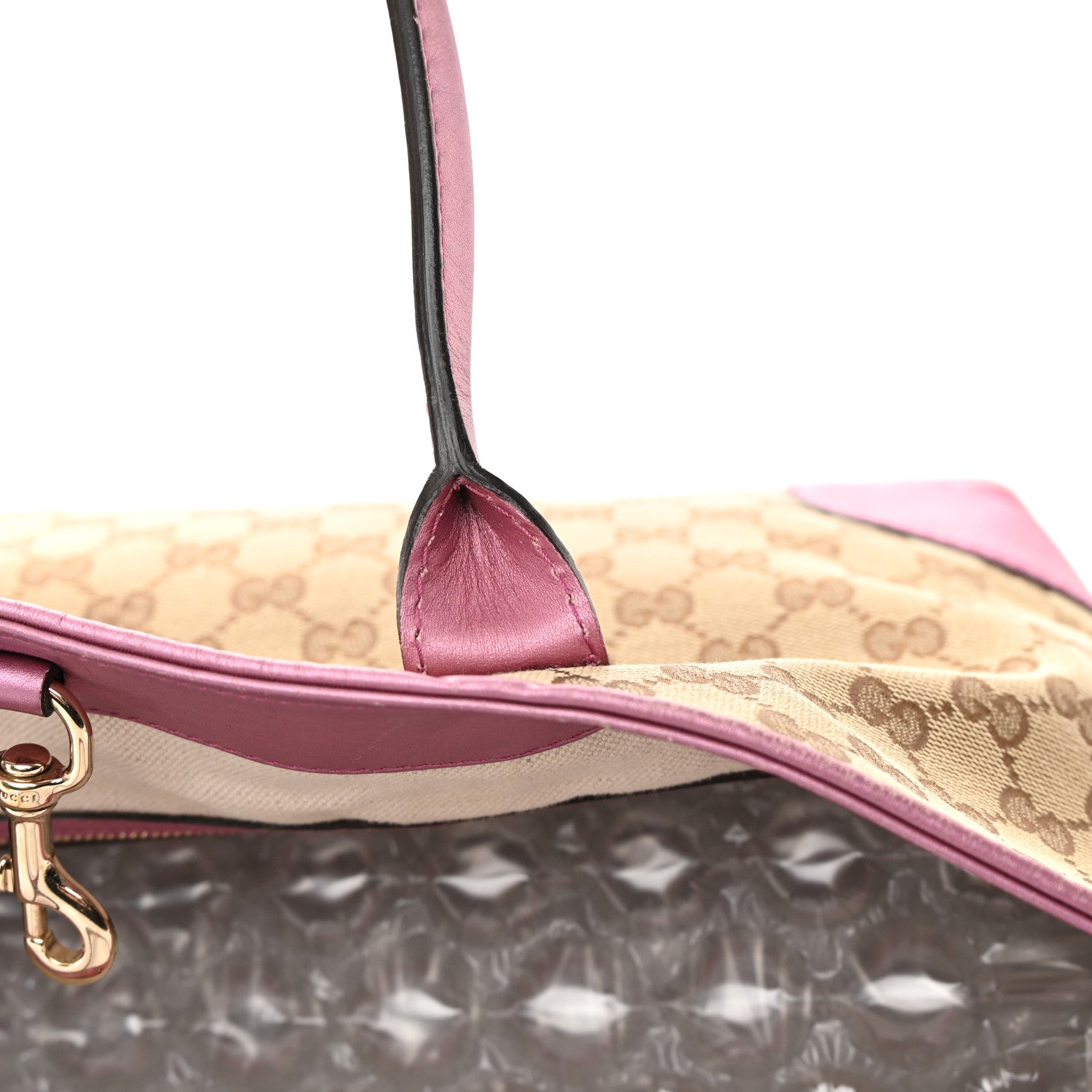 Gucci Monogram Large Heart Bit Charm Top Handle Tote Pink 19 of 23