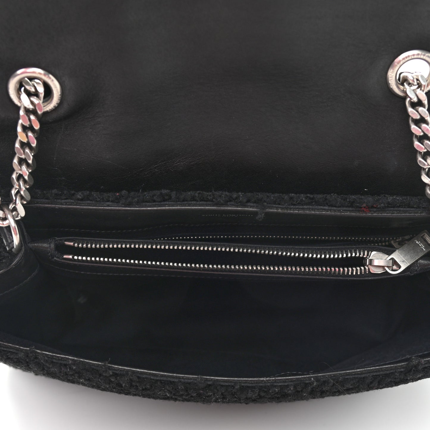 Shearling Monogram Medium Loulou Shoulder Bag Black