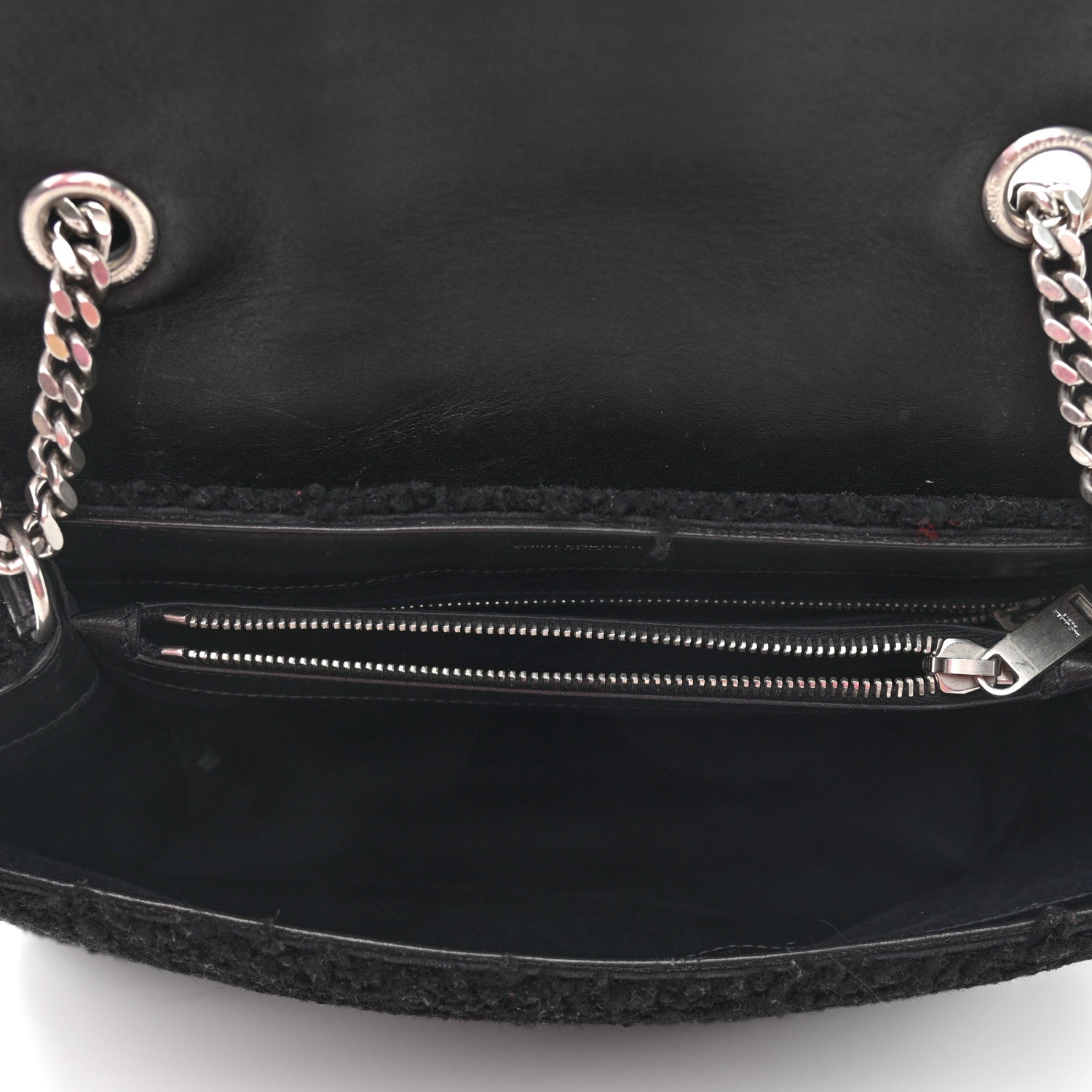 Saint Laurent Shearling Monogram Medium Loulou Shoulder Bag Black 5 of 11