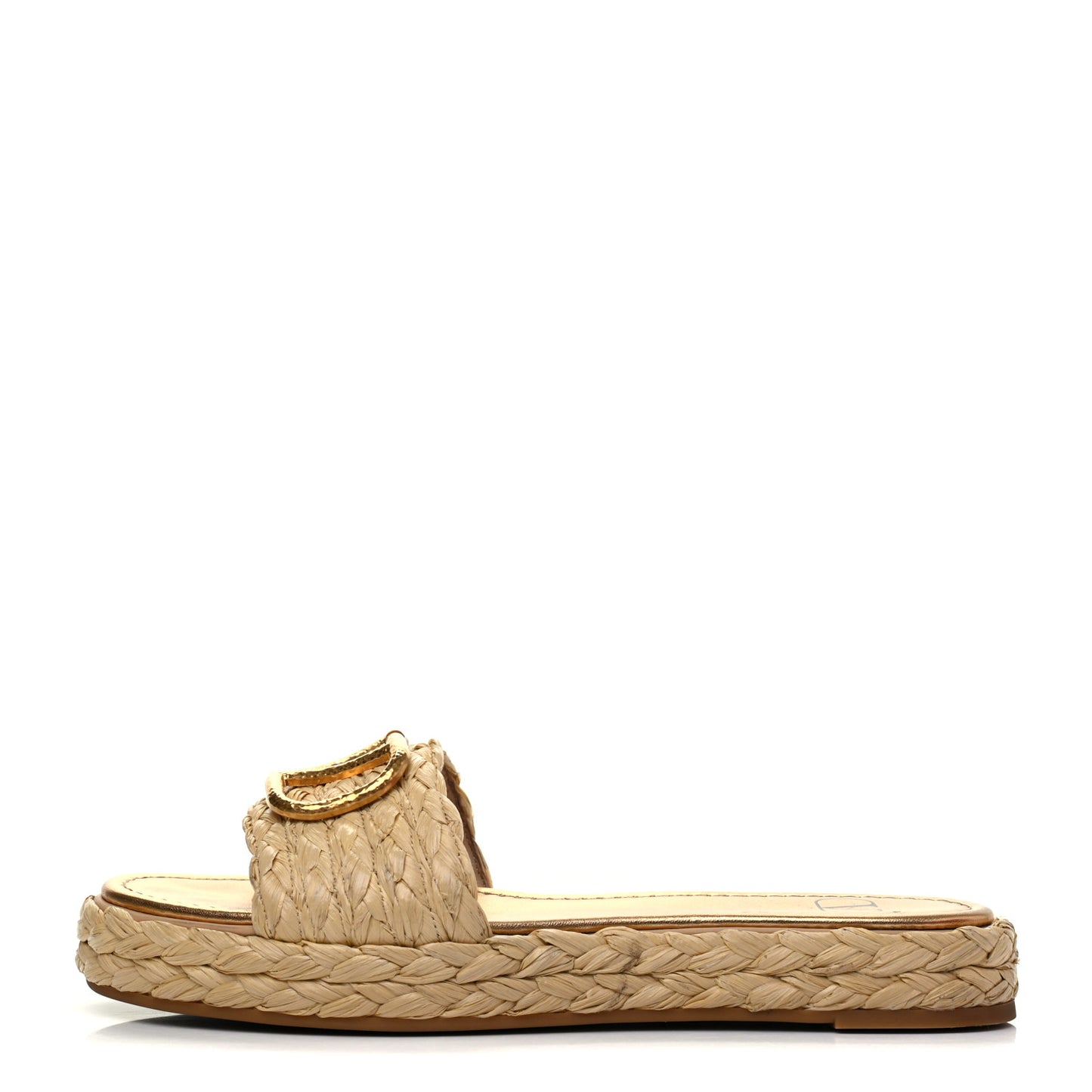 Raffia Vlogo Espadrille 5mm Flat Slide Sandals 38 Natural