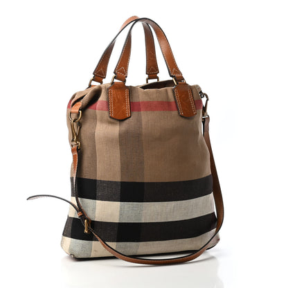 Burberry Canvas Mega Check Medium Tottenham Brit Tote Saddle Brown 2 of 5