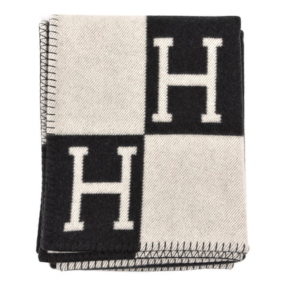 Hermes Wool Cashmere Avalon Blanket Ecru Gris Fonce 1 of 3