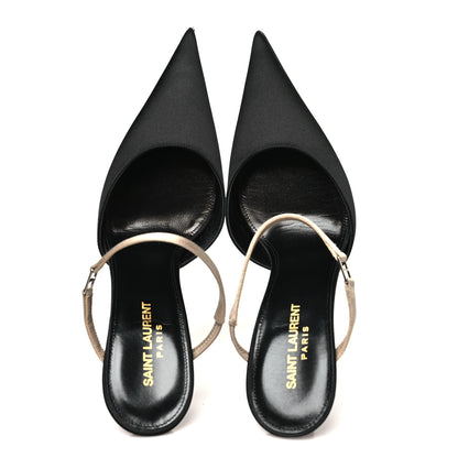 Saint Laurent Satin Nappa Killer 90mm Mules 38 Black Partridge Pink 2 of 9