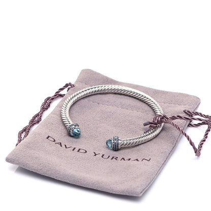 David Yurman Sterling Silver Blue Topaz Blue Sapphire 5mm Cable Candy Bracelet 6 of 6