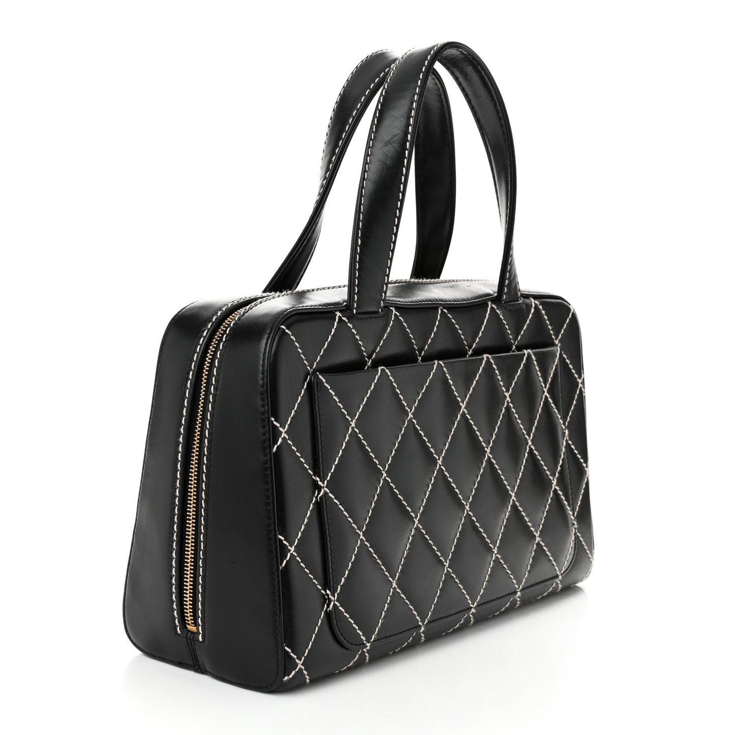 Calfskin Contrast Stitch Surpique Bowler Black