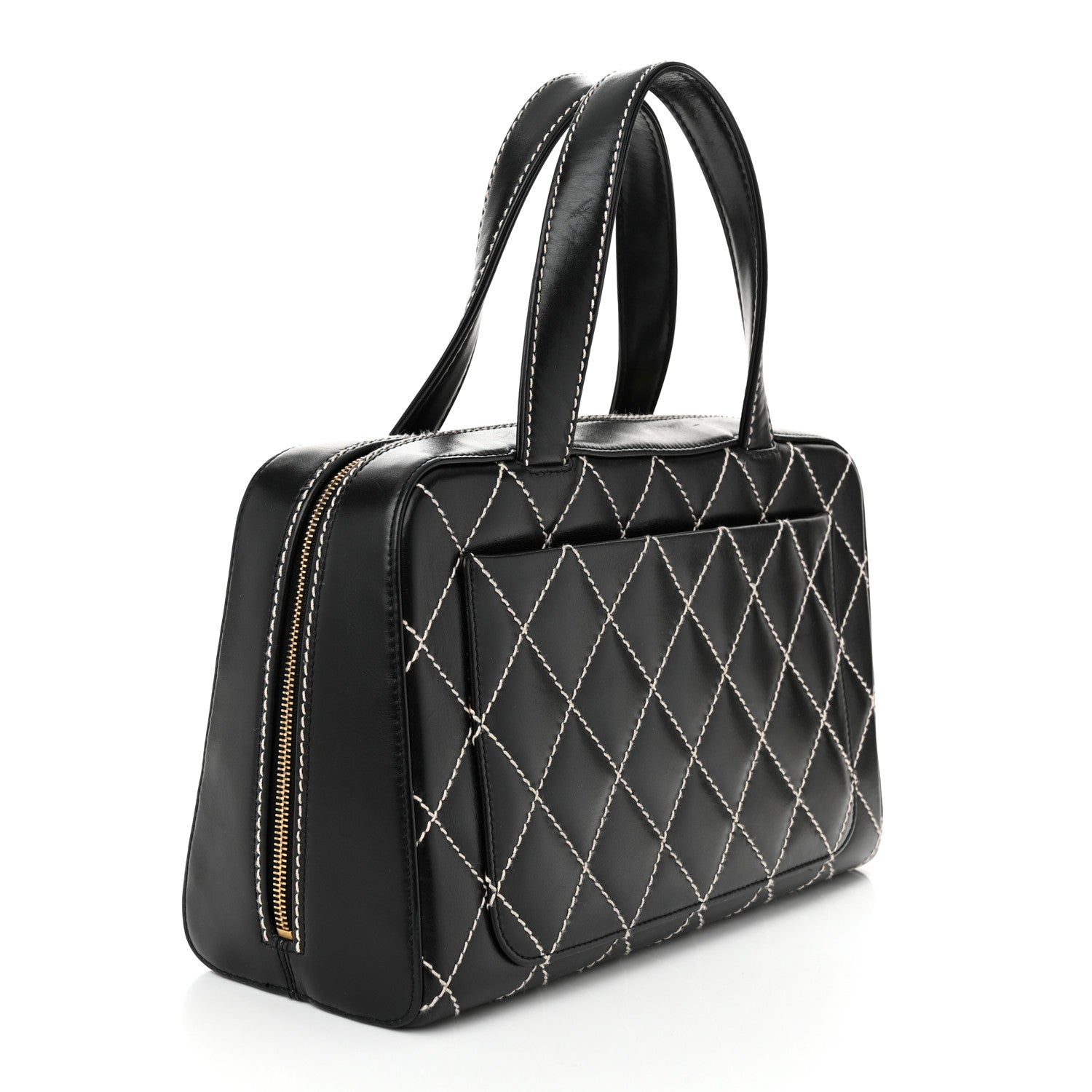 Chanel Calfskin Contrast Stitch Surpique Bowler Black 3 of 10