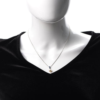 Mikimoto 18K White Gold Blue Sapphire Akoya Pearl 8mm Morning Dew Pendant Necklace 2 of 7