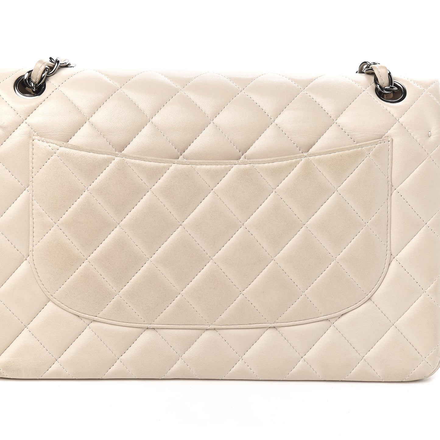 Lambskin Quilted Jumbo Double Flap Beige