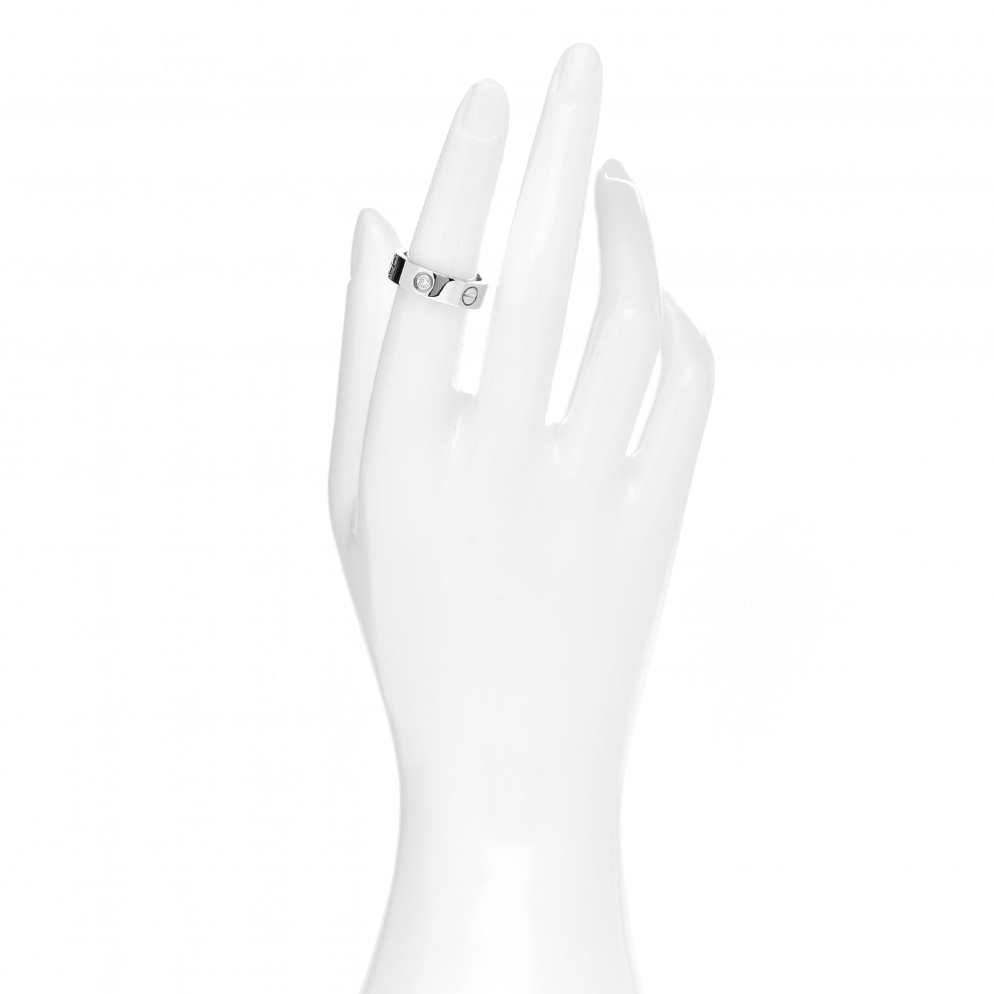 18K White Gold 3 Diamond 5.5mm LOVE Ring 51 5.75