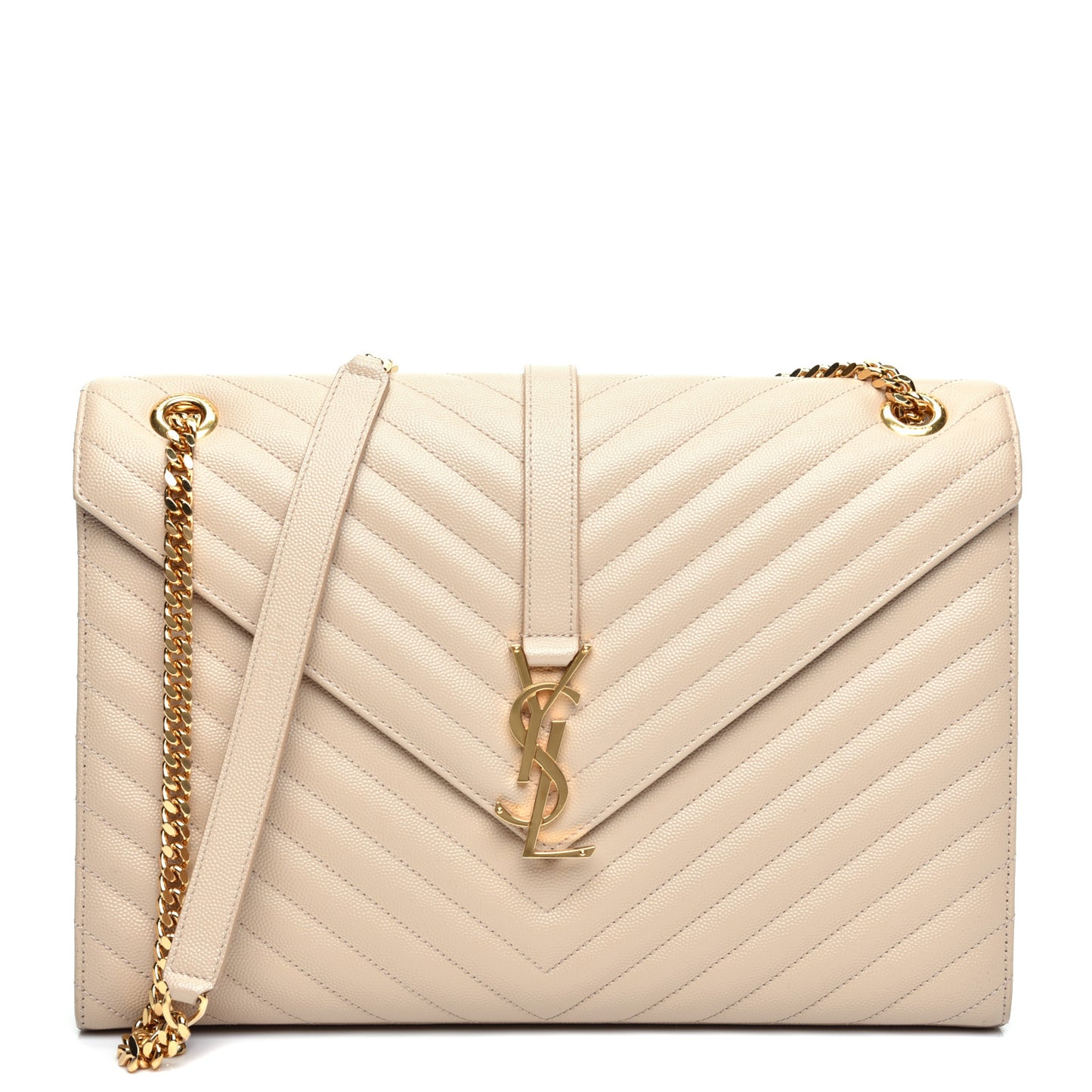 Grain De Poudre Matelasse Chevron Large Monogram Satchel Nude Powder