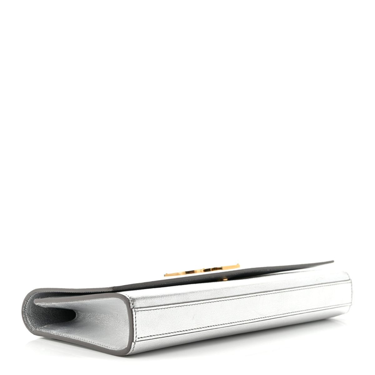 Saint Laurent Textured Metallic Calfskin Classic Monogram Cassandre Clutch Silver 4 of 7
