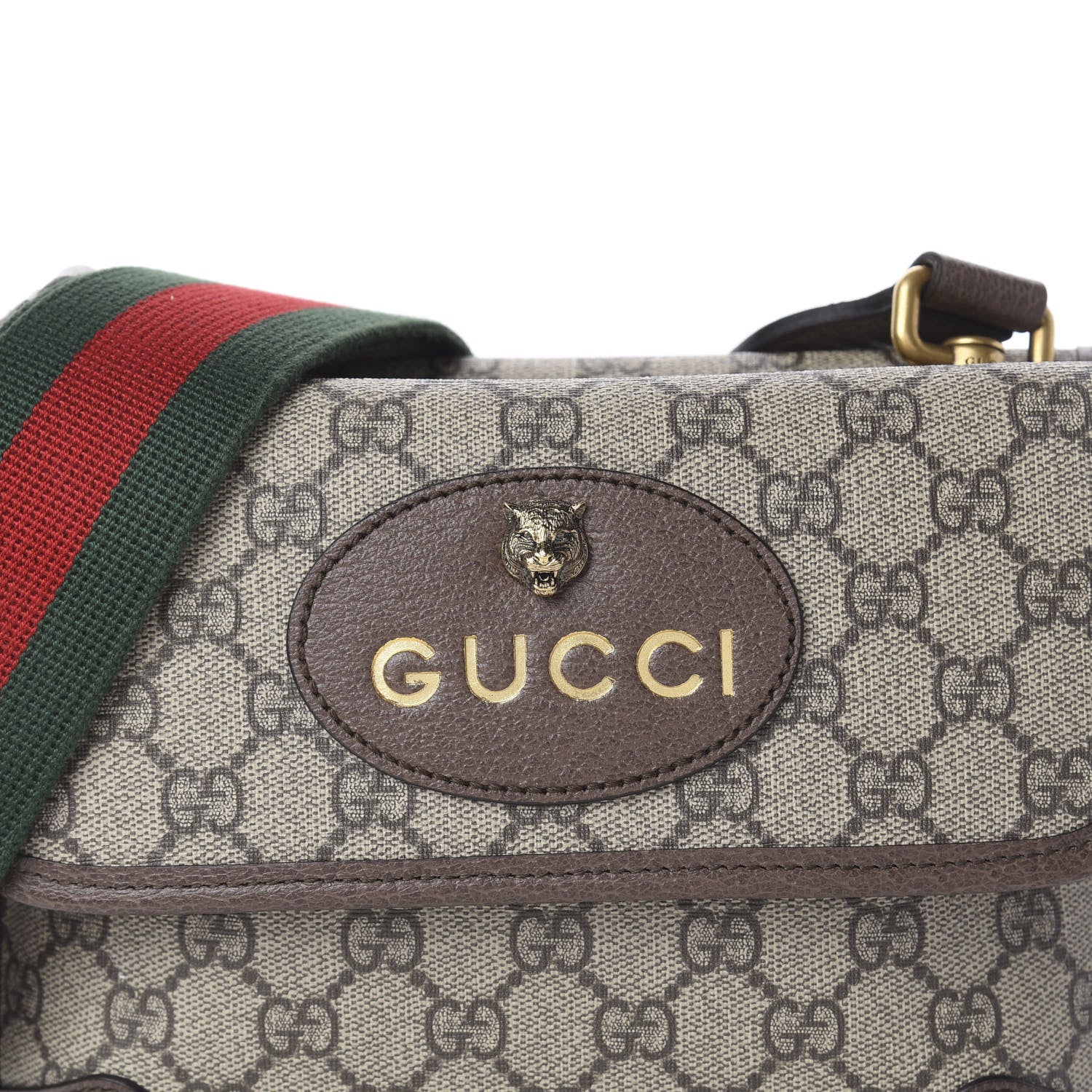 Gucci GG Supreme Monogram Web Small Neo Vintage Double Flap Messenger Bag Beige New Acero 4 of 12