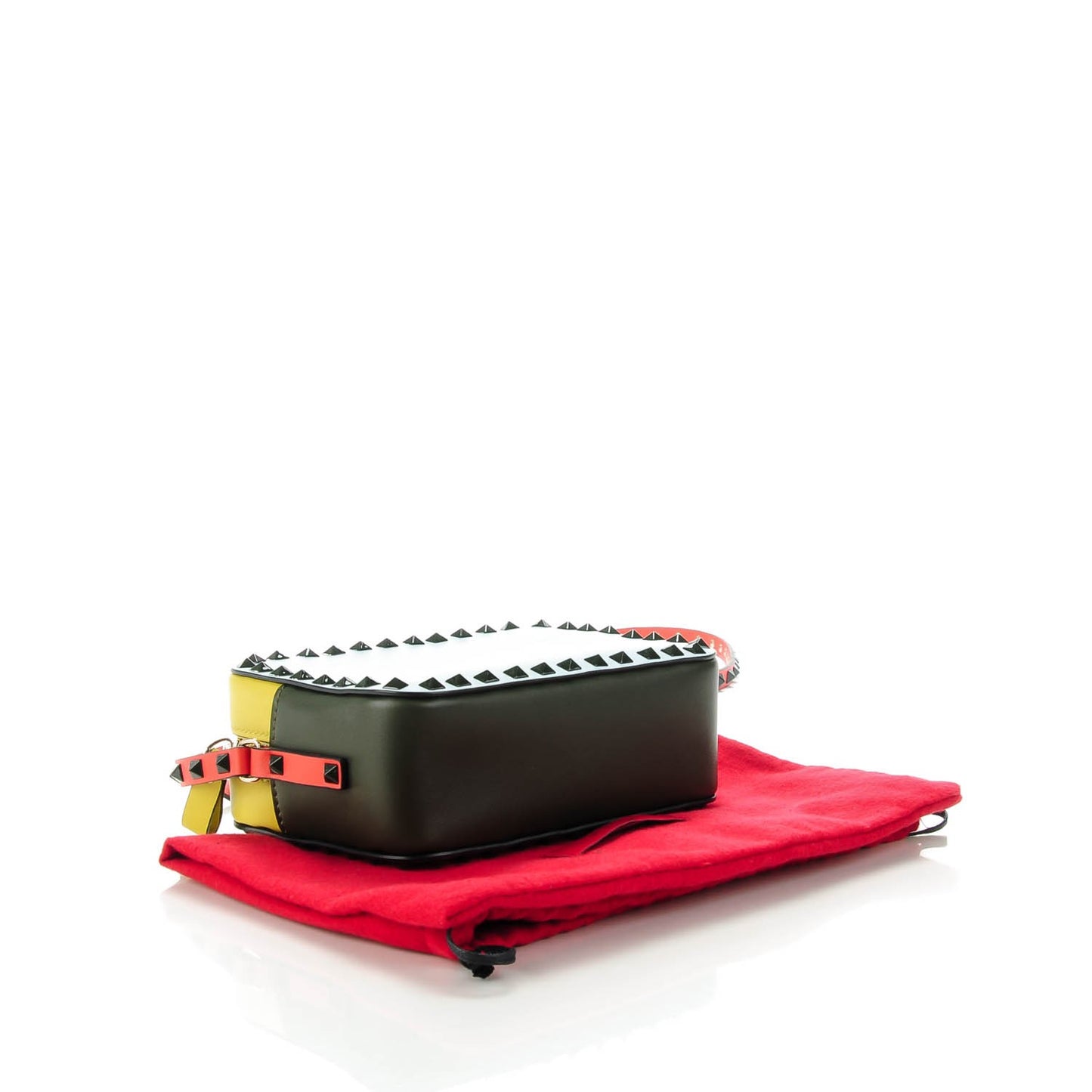 Calfskin Colorblock Rockstud Camera Crossbody Bag Multicolor