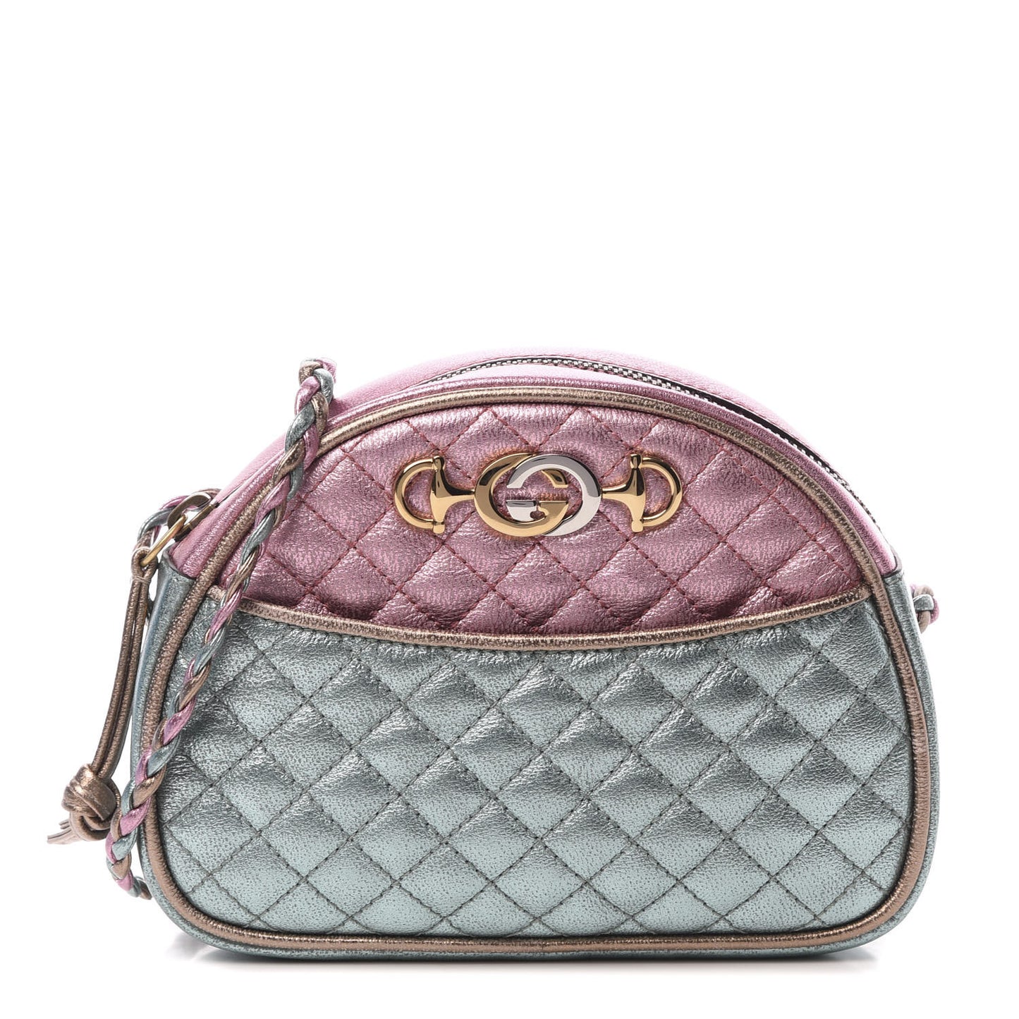 Laminated Nappa Trapuntata Mini Zumi Dome Shoulder Bag Rosa Lago Rame