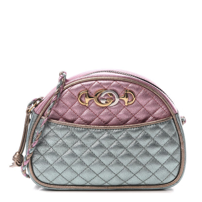 Gucci Laminated Nappa Trapuntata Mini Zumi Dome Shoulder Bag Rosa Lago Rame 1 of 11