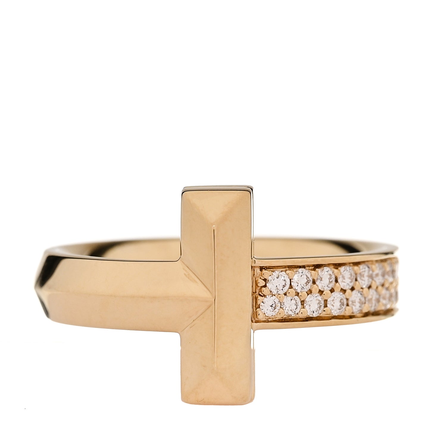 18K Yellow Gold Diamond T T1 Wide Ring 58/8.25