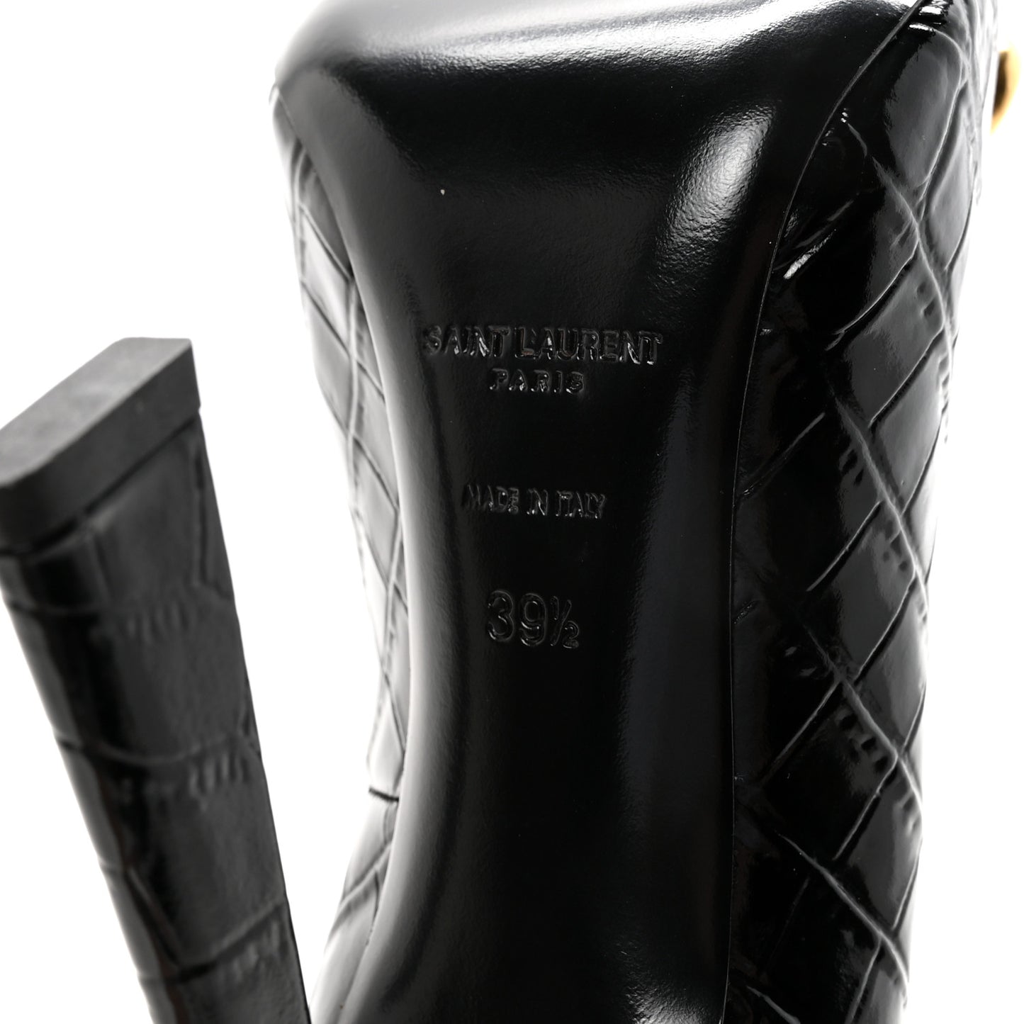 Calfskin Crocodile Embossed Silvana 110mm Pumps 39.5 Black
