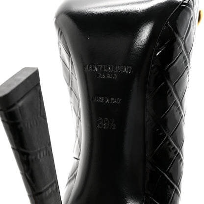 Saint Laurent Calfskin Crocodile Embossed Silvana 110mm Pumps 39.5 Black 7 of 10