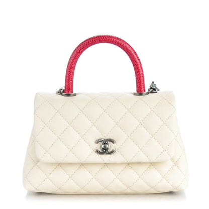 Chanel Caviar Lizard Quilted Mini Coco Handle Flap White 1 of 8