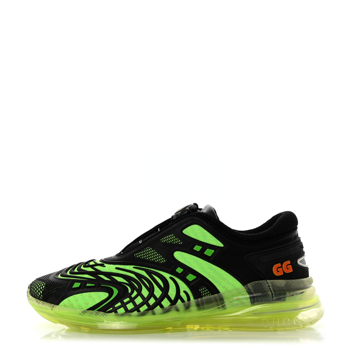Gucci Rubber Mens Ultrapace R Mid Top Sneakers 6.5 Black Neon Green Yellow Fluo 1 of 8