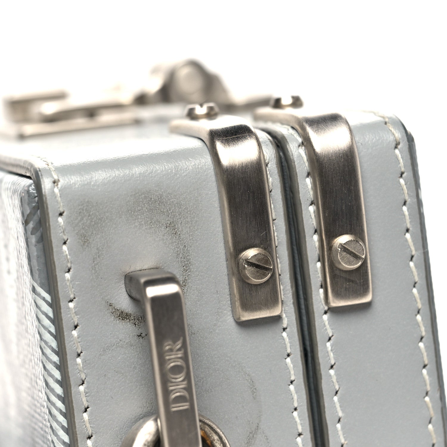 Christian Dior Coated Canvas CD Diamond Lock Mini Case Gray