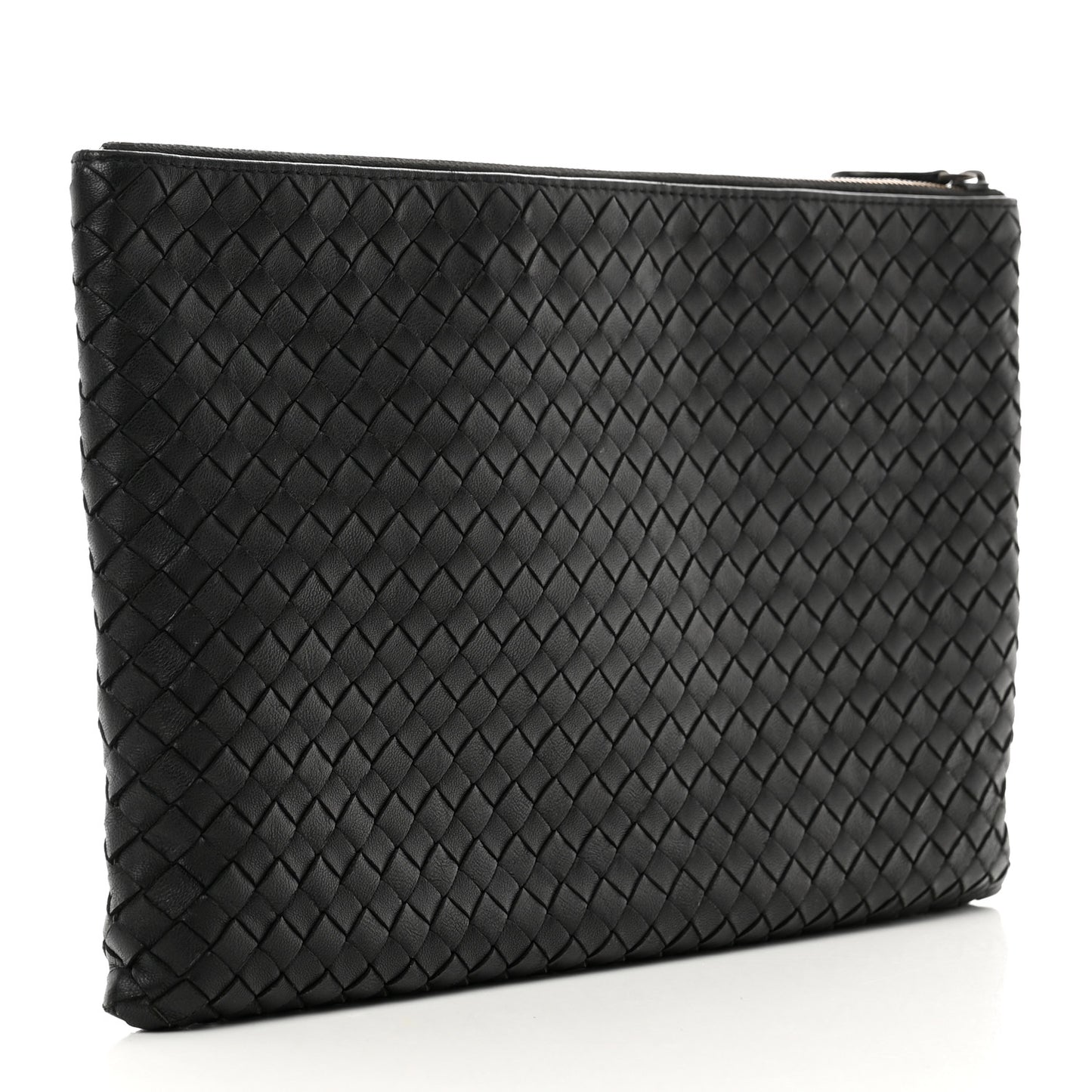 Nappa Intrecciato Zip Pouch Black