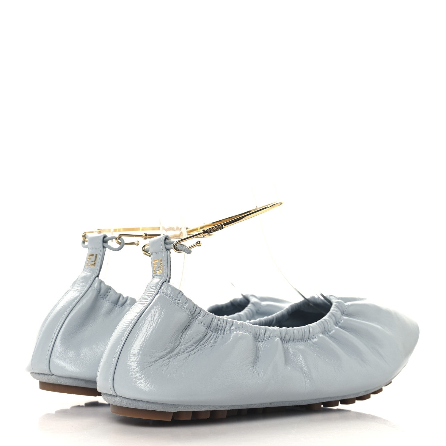 Fendi Vitello Filo Ballerina Flats 37.5 Blue 5 of 8