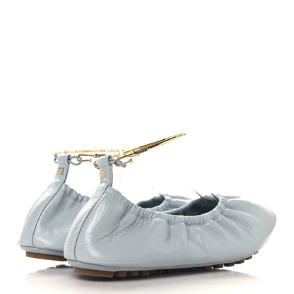 Fendi Vitello Filo Ballerina Flats 37.5 Blue 5 of 8