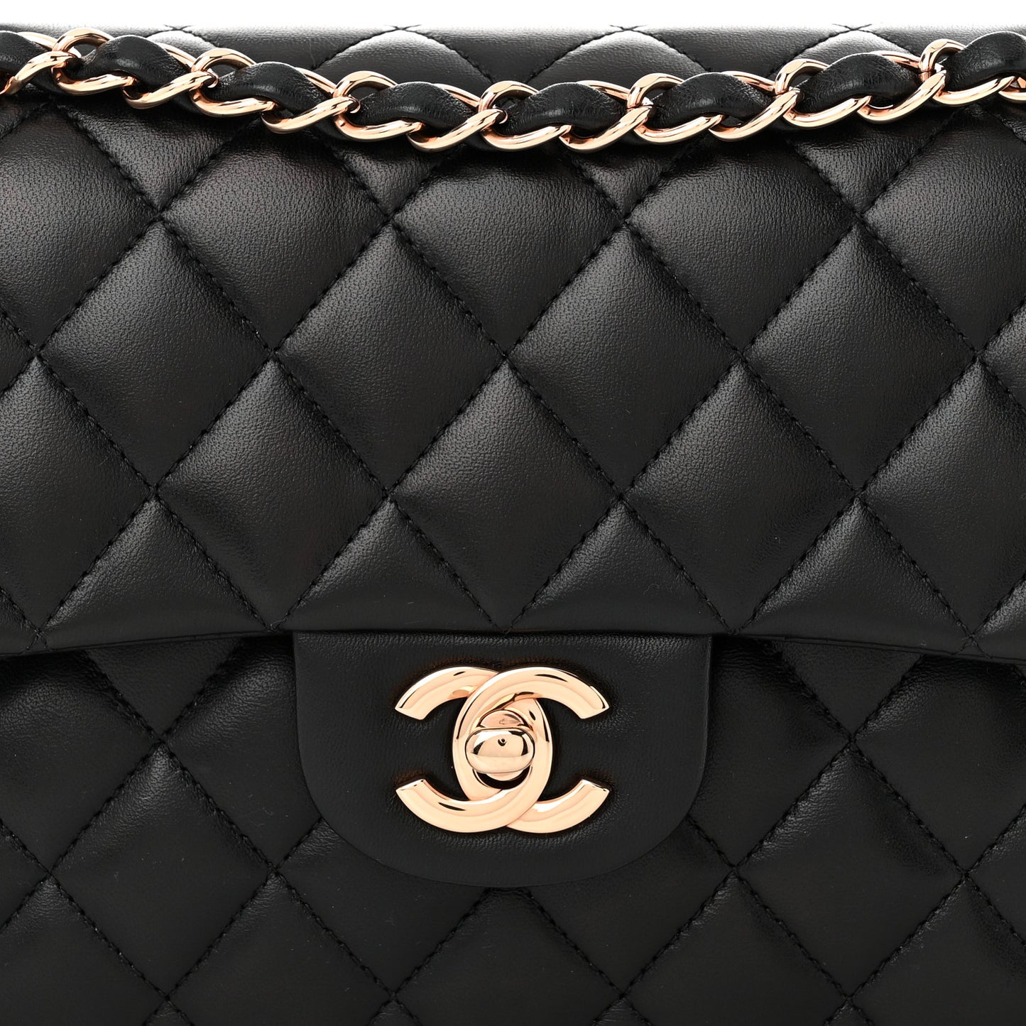 Lambskin Quilted Small Double Flap Black