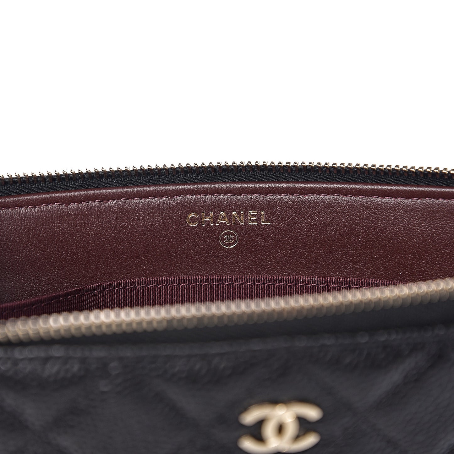 Caviar Quilted Small Zipped Pouch Black